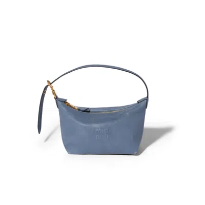 Miu Miu Spirit Nappa Leather Pouch In Aviation Blue