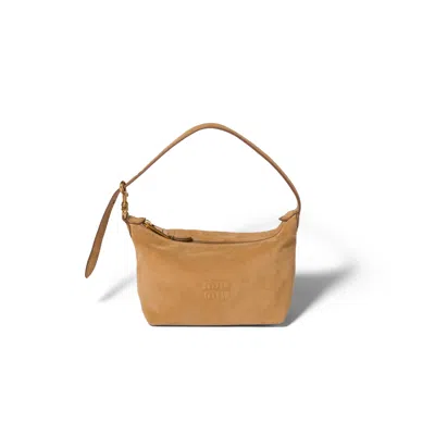 Miu Miu Spirit Suede Pouch In Brown