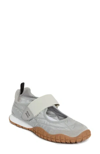 Miu Miu Sport Quilted Nylon Mary Jane Sneaker In Nube