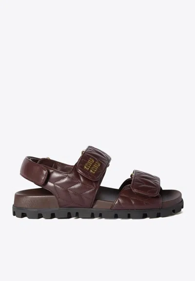 MIU MIU SPORTY QUILTED LEATHER SANDALS