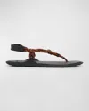 Miu Miu Tobacco-coloured Riviere Sandal In Rope And Leather Women In Tabacco