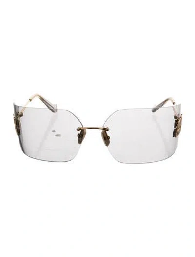 Pre-owned Miu Miu Square Eyeglasses In Gold