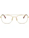 Miu Miu Womens Mu 51wv Square-frame Metal Optical Glasses Gold In Gold