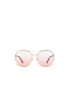 Miu Miu Womens Gold Mu52ws Irregular-shape Metal Sunglasses In Pink