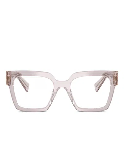 Miu Miu Eckige Brille Mit Logo-detail In Pink