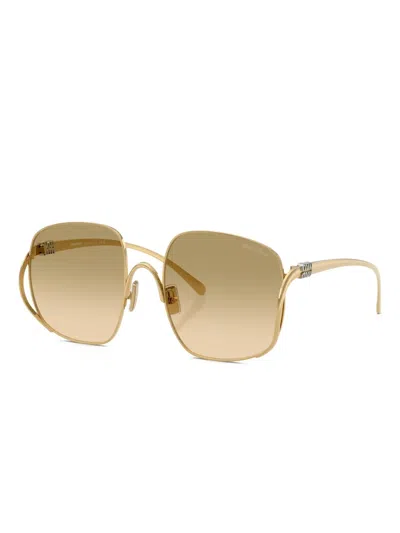 Miu Miu Square-frame Sunglasses In Gold