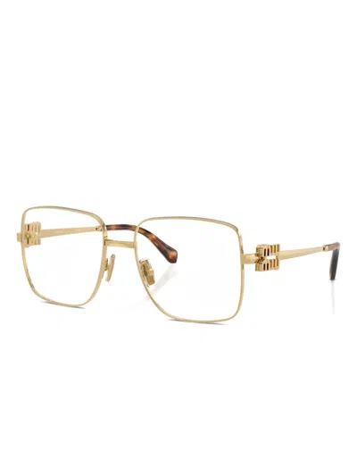 Miu Miu Square-frame Sunglasses In Gold
