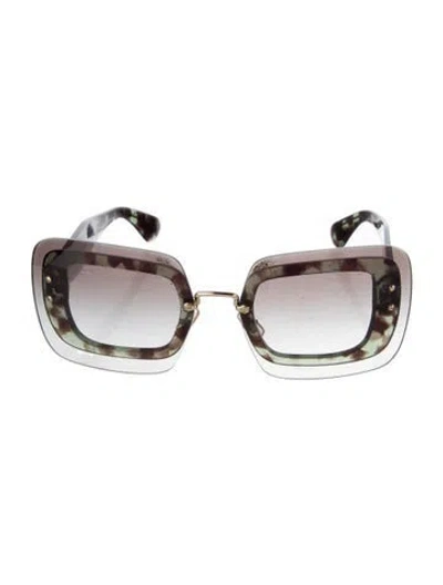Pre-owned Miu Miu Square Gradient Sunglasses In Green