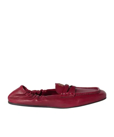 MIU MIU MIU MIU EMBOSSED-LOGO SQUARE TOE LOAFERS