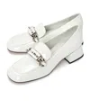 Miu Miu Square Head Loafer Shoes In White