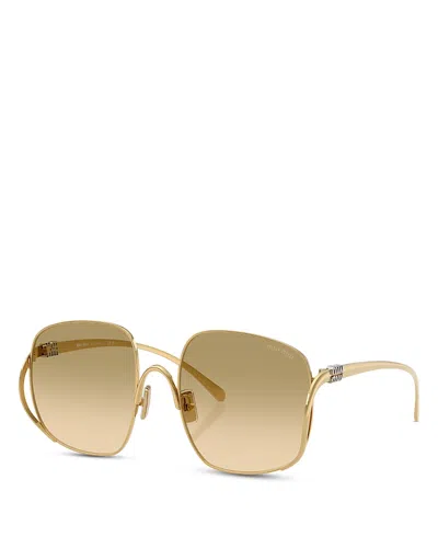 Miu Miu Square Sunglasses, 57mm In Gold