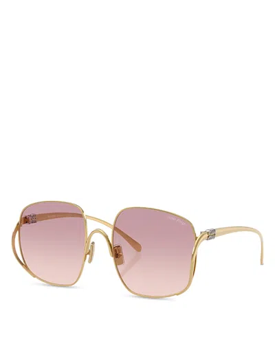 Miu Miu Square Sunglasses, 57mm In Gold