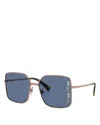 Miu Miu Square Sunglasses, 60mm In Pink/blue Solid