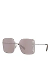 Miu Miu Womens Silver Mu 51ys Square-frame Metal Sunglasses In Silver/pink Mirrored Solid