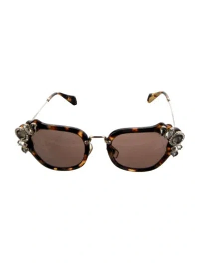 Pre-owned Miu Miu Square Tinted Sunglasses In Brown