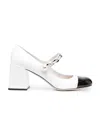 Miu Miu Chain Pearl Strap Pumps In White