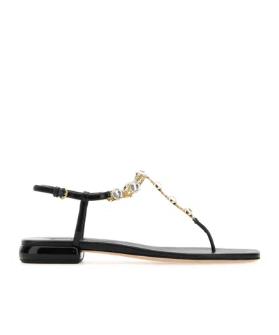 MIU MIU MIU MIU SQUARE-TOE EMBELLISHED THONG SANDALS