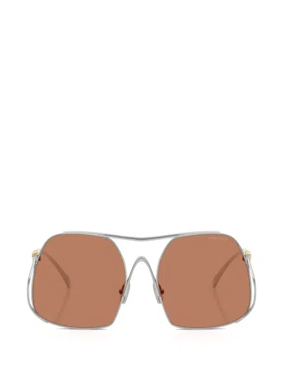 Miu Miu Square-frame Sunglasses In Metallic