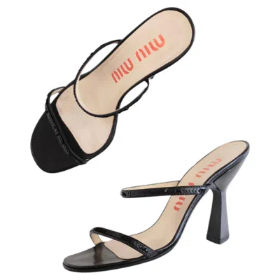 Pre-owned Miu Miu Ss1998 Black Sequin Double Strap Sandals (36)