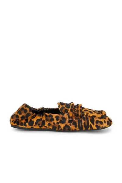 Miu Miu St. Leopardo Ruched Loafer In Brown