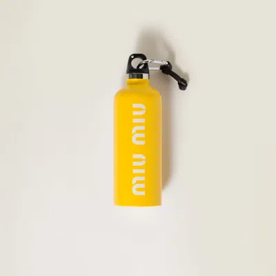 Miu Miu Stainless Steel Water Bottle, 500 ml In Yellow/white