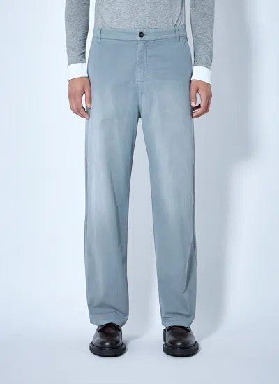 Miu Miu Steel Gray Garment-dyed Twill Pants In Blue