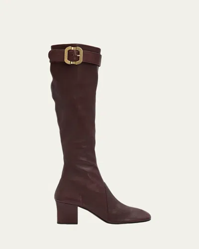 Miu Miu Stivali Stretch Leather Buckle Over-the-knee Boots In Multi