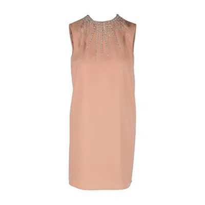 Pre-owned Miu Miu Stone Embellished Short Dress - '10s In Sand