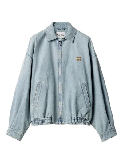 Miu Miu Stonewashed Denim Jacket In Blue