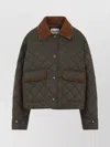 Miu Miu Women Quilted Nylon Jacket With Suede Details In Green