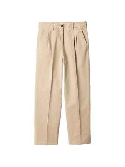 Miu Miu Straight-leg-hose Mit Logo In Brown
