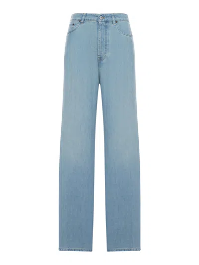 Miu Miu Straight Leg Jeans In Cotton Denim In Blue