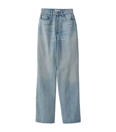 Miu Miu Cotton Wide-leg Jeans In 蓝色