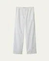 Miu Miu Embroidered-logo Poplin Trousers In F0009 Bianco