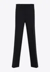 Miu Miu Wool Pants With Belt Loops And Pinstripes In Black