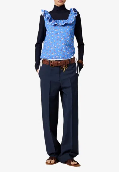 Miu Miu Straight-leg Tailored Pants In Blue