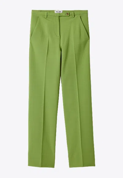 Miu Miu Straight-leg Tailored Pants In Green