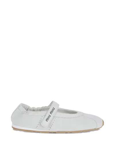 Miu Miu Strap Ballet Flats In White