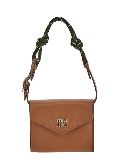 Miu Miu Strap Wallet In Brown