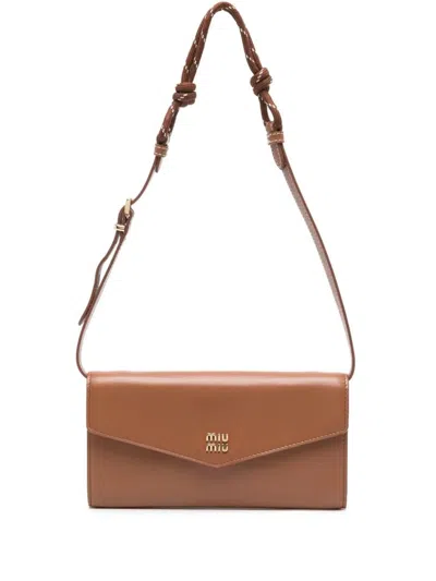 Miu Miu Strap Wallet In Brown