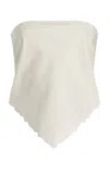 Miu Miu Strapless Embroidered Cotton-linen Bandana Top