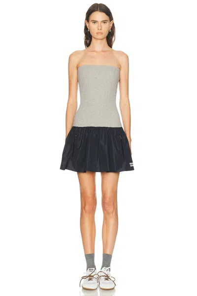 Miu Miu Strapless Mini Dress In Gray