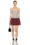 Miu Miu Elasticated Mini Skirt In Gray