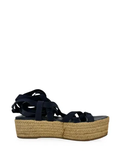 Pre-owned Miu Miu Strappy Espadrille Sandals In Blue