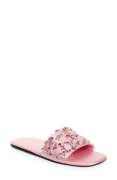 Miu Miu Strass Slide Sandal In Pink