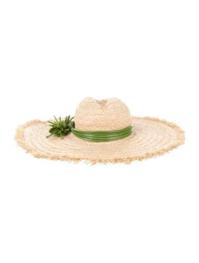 Pre-owned Miu Miu Straw Wide Brim Sun Hat In Neutral