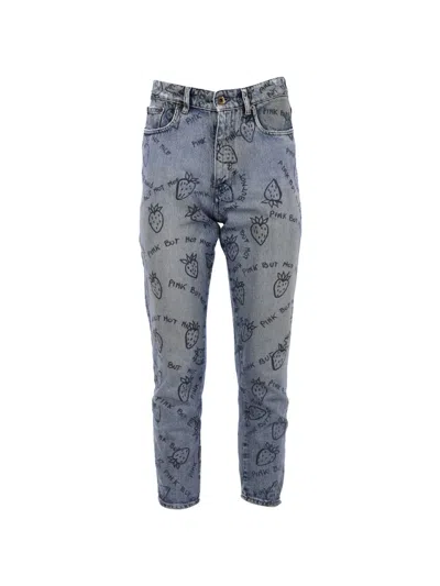 Pre-owned Miu Miu Strawberry Print Jeans In Blue