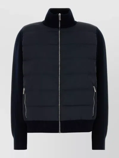 Miu Miu Stretch Cashmere Blend Quilted Knit Jacket In Black