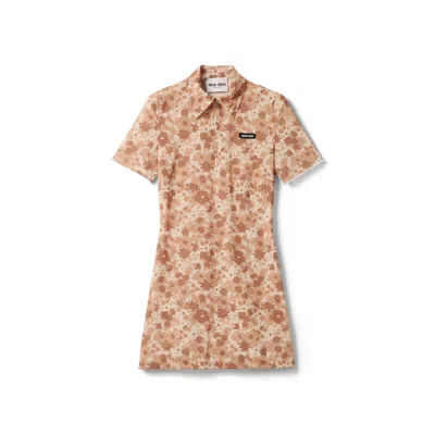 Miu Miu Stretch Fabric Mini-dress In Brown