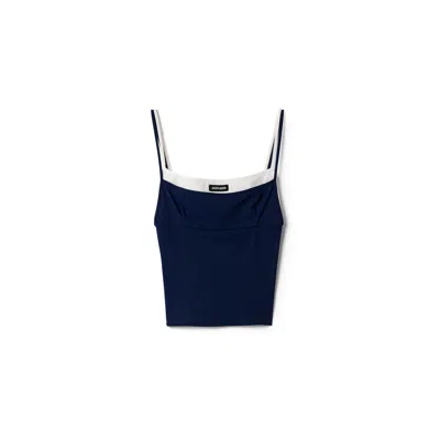 Miu Miu Layered Crop Tank Top In Blue